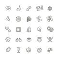 Simple set of games related vector line icons