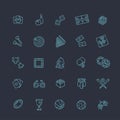 Simple set of games related vector line icons