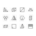 Simple set geometric figures illustration line icon. Contains such square, cube, rectangle, hexagon, triangle, trapezium