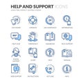 Line Help And Support Icons Royalty Free Stock Photo