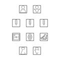 Simple set of hygiene icons. Vector women hygiene pads set. Feminine pads and toilet icons.