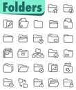 Simple set of icons related to folders. Computer folders Royalty Free Stock Photo