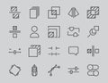 A simple set of image editing related vector line icons. Contains icons such as crop, copy, scale, rotate and more Royalty Free Stock Photo