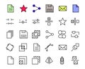 A simple set of image editing related vector line icons. Contains icons such as crop, copy, scale, rotate and more Royalty Free Stock Photo