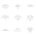 Fashion sketch of shirt collars.types of women`s collars.collar for shirt. collars for women`s blouses.