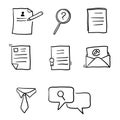 Simple Set of interview Related Vector Line Icons. Contains such Icons as job, profiles, contract and more.with hand drawn doodle Royalty Free Stock Photo