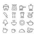 Simple set of kitchen and cooking minimal icon isolated modern outline on white background