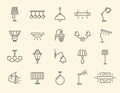 Simple set of lamps vector line icons Royalty Free Stock Photo