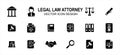 Simple Set of legal law attorney Related Vector icon user interface graphic design. Contains such Icons as court, judge, justice