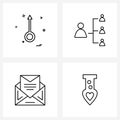 Simple Set of 4 Line Icons such as arrows, mail, arrow, network, email