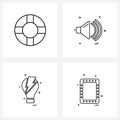 Simple Set of 4 Line Icons such as beach, idea, life, sound, power Royalty Free Stock Photo