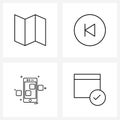 Simple Set of 4 Line Icons such as chart; previous; paper; back; mobile phone