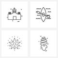 Simple Set of 4 Line Icons such as church, decoration, pray, travel, star