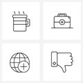 Simple Set of 4 Line Icons such as coffee, connection, tea, medical, internet