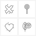 Simple Set of 4 Line Icons such as cross, health, candy, lolly pop, leaf Royalty Free Stock Photo