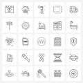 Simple Set of 25 Line Icons such as directions, recycle, fire, garbage, rotate