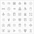 Simple Set of 36 Line Icons such as files, file type, net, file, molecule