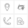 Simple Set of 4 Line Icons such as gps; communication; file; directory; less