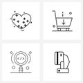 Simple Set of 4 Line Icons such as heart; search; valentine; buy; web