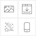 Simple Set of 4 Line Icons such as image, star, picture, web page, mobile