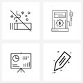 Simple Set of 4 Line Icons such as interdiction; pencil; investment; business; education Royalty Free Stock Photo