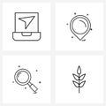 Simple Set of 4 Line Icons such as laptop, application, navigation, search, leaf