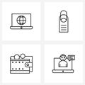 Simple Set of 4 Line Icons such as laptop, shopping, beauty, finger, computer
