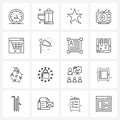 Simple Set of 16 Line Icons such as online, television, star, technology, TV