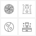 Simple Set of 4 Line Icons such as pizza, Indian, meat, clothes, airport