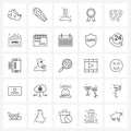 Simple Set of 25 Line Icons such as rating, social media, medical, award, chemistry