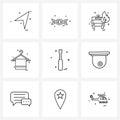 Simple Set of 9 Line Icons such as screw driver, hardware, truck, towel, cleaning