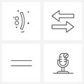 Simple Set of 4 Line Icons such as symbols, document, signs, left, text