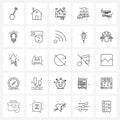 Simple Set of 25 Line Icons such as travel, plane, shopping, plane, hamlet