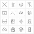 Simple Set of 16 Line Icons such as valentine, love, focus, image, format