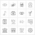 Simple Set of 16 Line Icons such as webcam, film, excel, file format