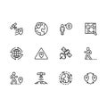Simple set map pointer, navigation, globe, travel, location vector line icon. Contains such icons map with pin, route Royalty Free Stock Photo