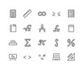 Simple Set of math Related Vector Line Icons. Contains such Icons as ruler, function, percentage, number of pi and more Royalty Free Stock Photo