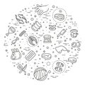 Simple Set of Meat Related Vector Line Icons Royalty Free Stock Photo