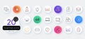 Simple set of Mini pc, Light bulb and Wind energy line icons. For web application. Vector