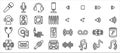 Simple Set of music audio sound system Related Vector icon graphic design. Contains such Icons as headset, microphone, equalizer,