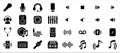 Simple Set of music audio sound system Related Vector icon graphic design. Contains such Icons as headset, microphone, equalizer,