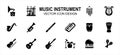 Simple Set of music instrument Related style Vector icon user interface graphic design. Contains such Icons as angklung, harp,