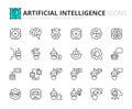Simple set of outline icons about artificial intelligence Royalty Free Stock Photo