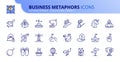 Simple set of outline icons about business and finances metaphors and idioms Royalty Free Stock Photo