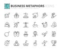 Simple set of outline icons about business and finances metaphors and idioms Royalty Free Stock Photo