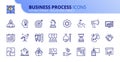 Simple set of outline icons about business process