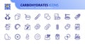 Simple set of outline icons about carbohydrates