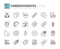 Simple set of outline icons about carbohydrates