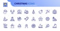 Simple set of outline icons about Christmas. Holidays events