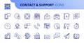 Simple set of outline icons about contact and support Royalty Free Stock Photo